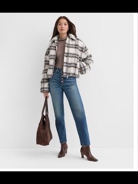 LOFT Blue Straight-Leg Button-Fly Jeans